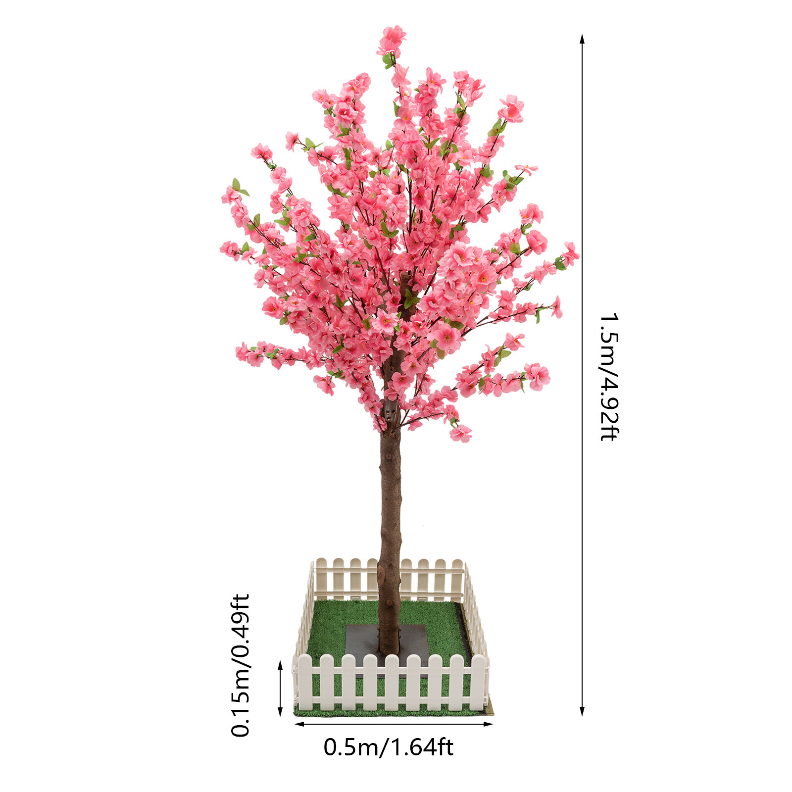 1.5M Pink Fake Sakura Flower Artificial Cherry Blossom Tree W/ Square Base New