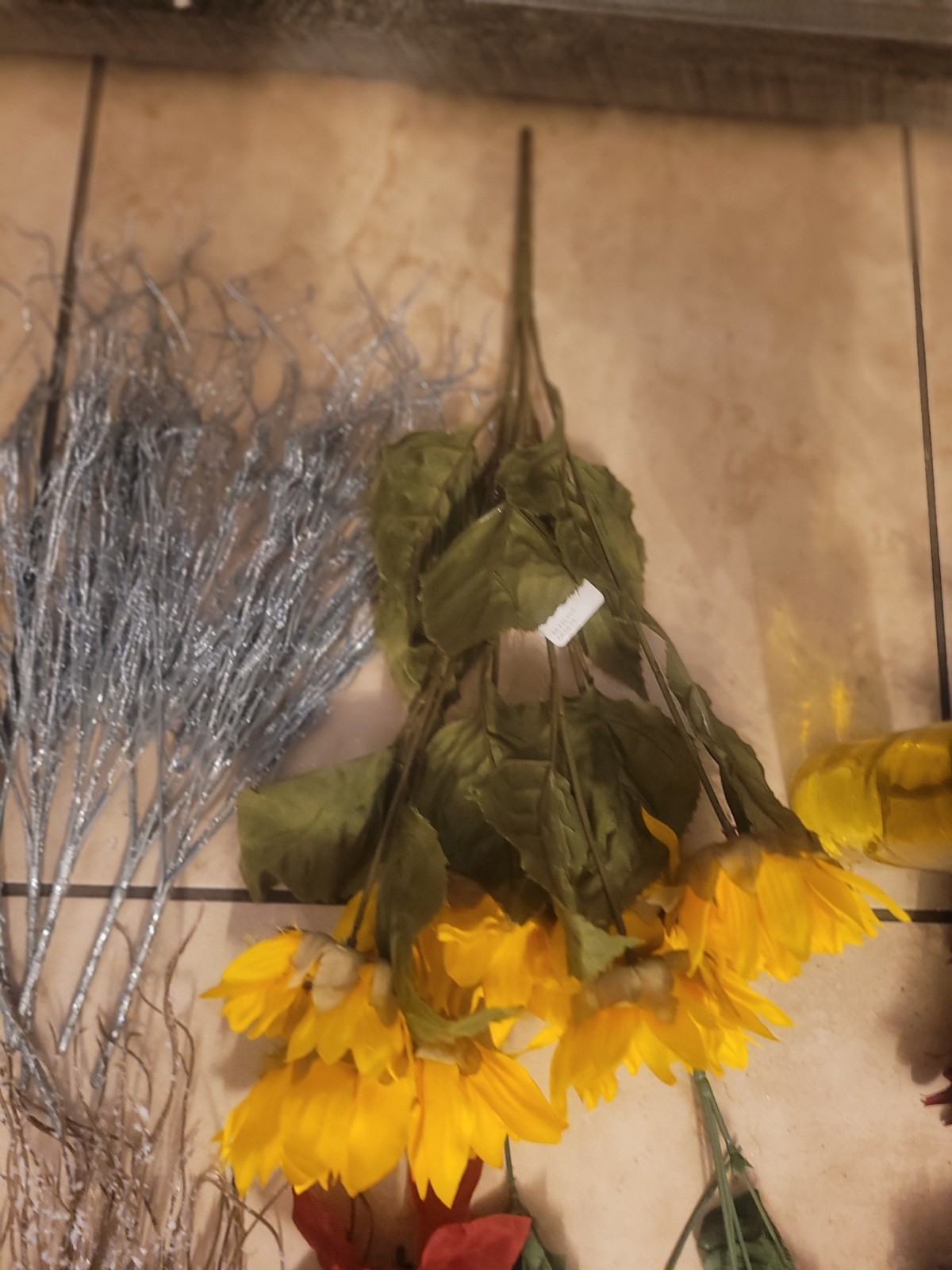 New Artificial Flower Stem Lot Sunflowers Poinsettias Berries Craft Supplies