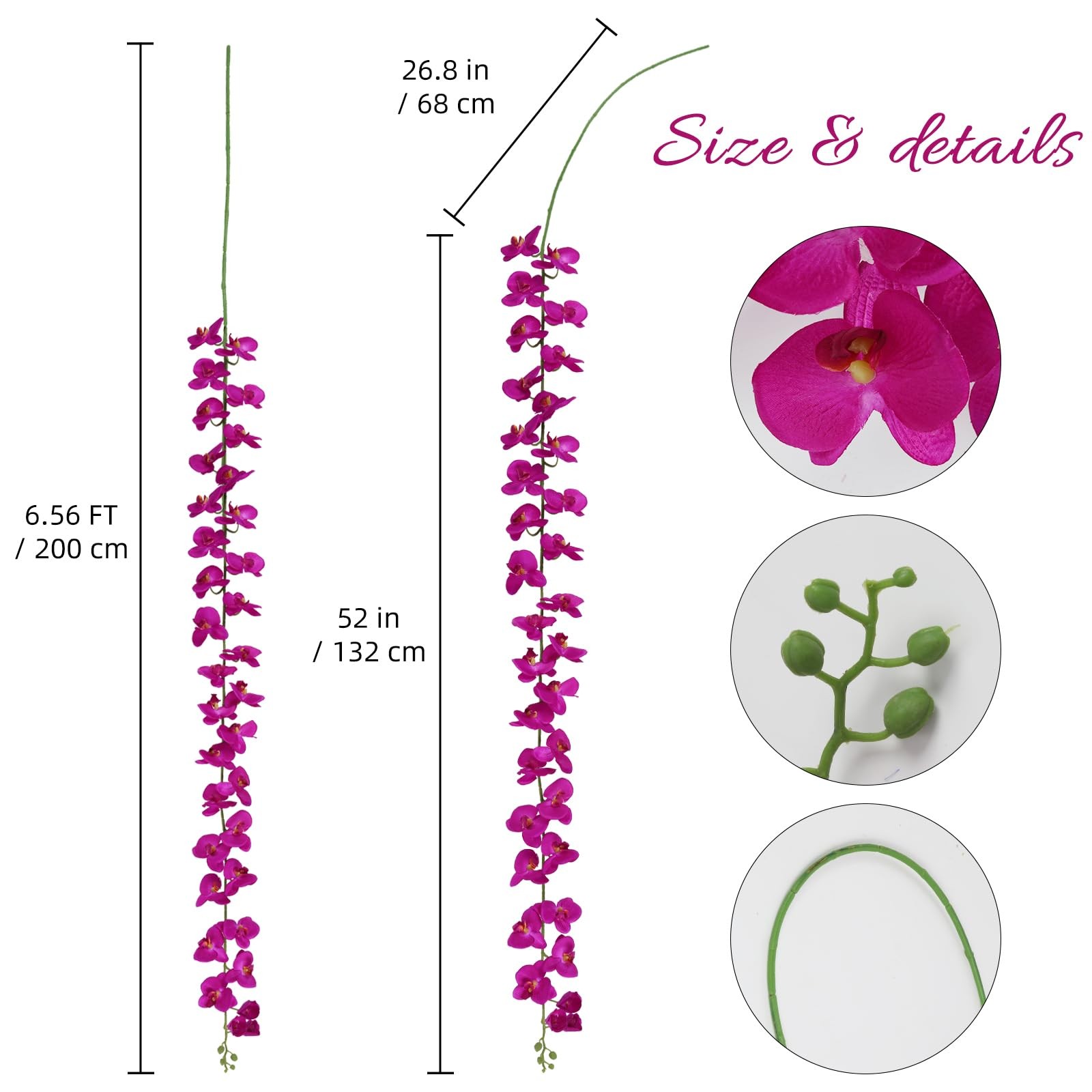 IPOPU 6.56FT 2PCS Hanging Orchids Artificial Flowers Orchids Garland Silk Orc…