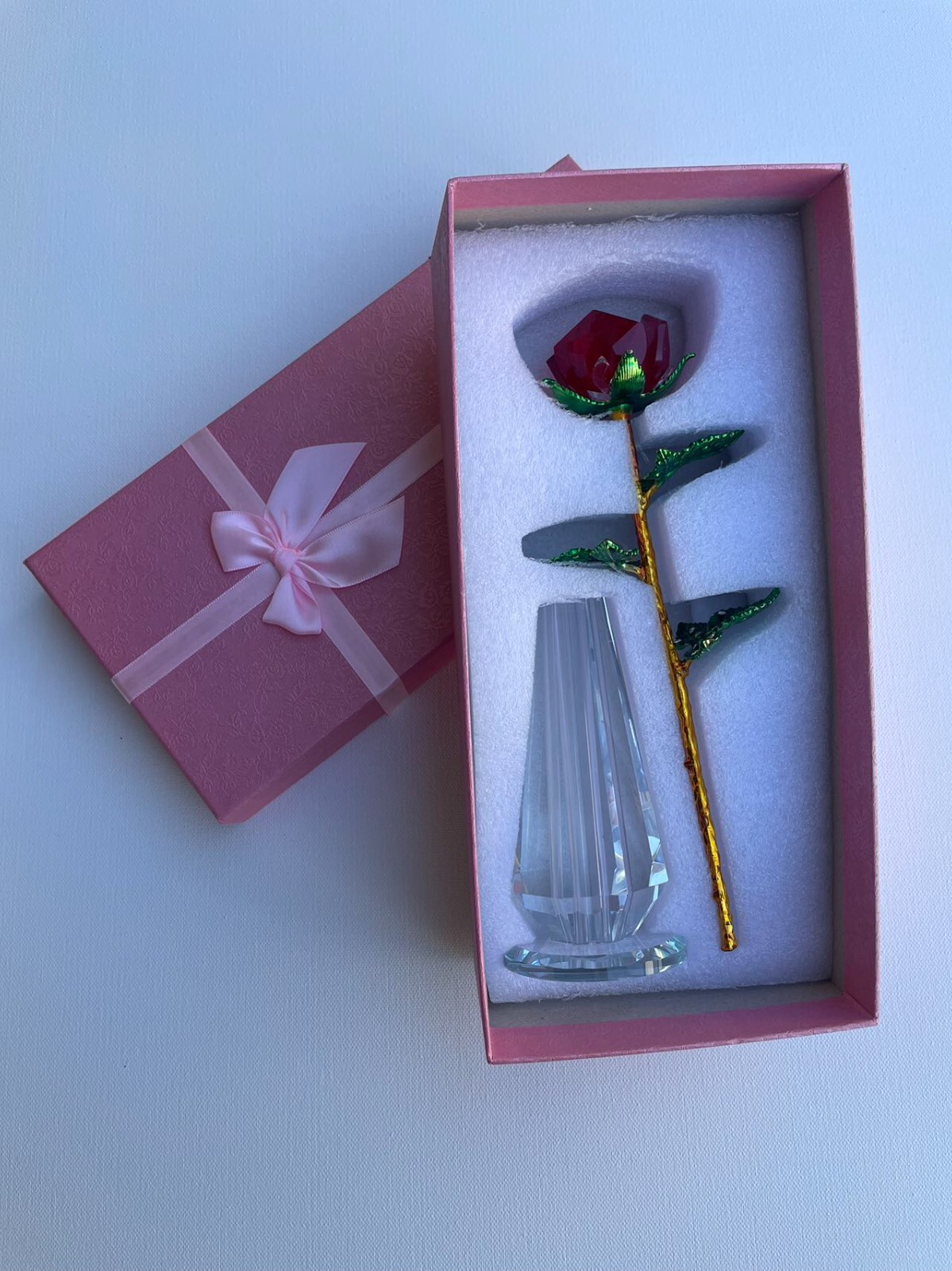 Crystal Rose Ornament – Simulated Immortal Flower for Lovers & Gifts