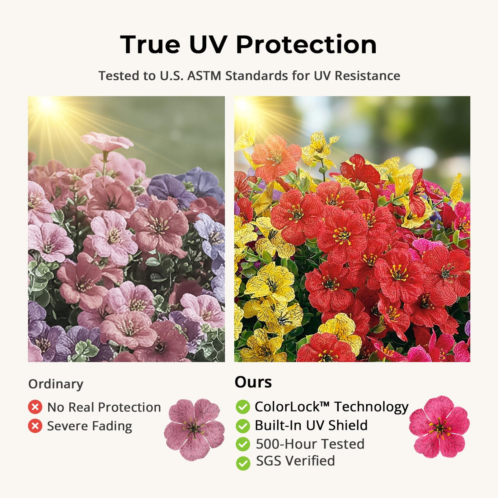 Auihiay 14 Bundles Outdoor Flowers UV Resistant, Real UV Resistant, Artificia…