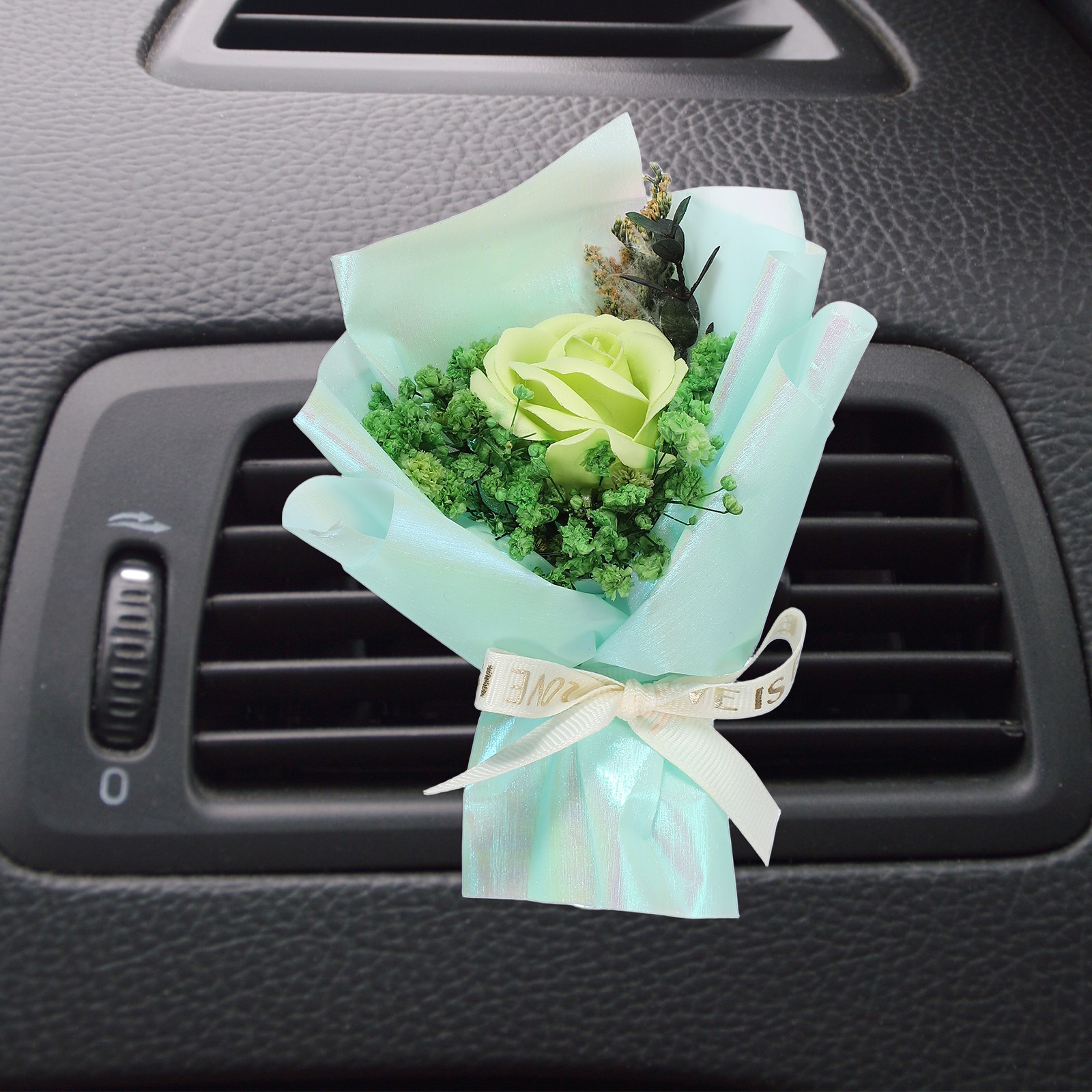 Light Green Rose Dried Flower Bouquet, Car Vent Clip Scent Diffuser, Style 4
