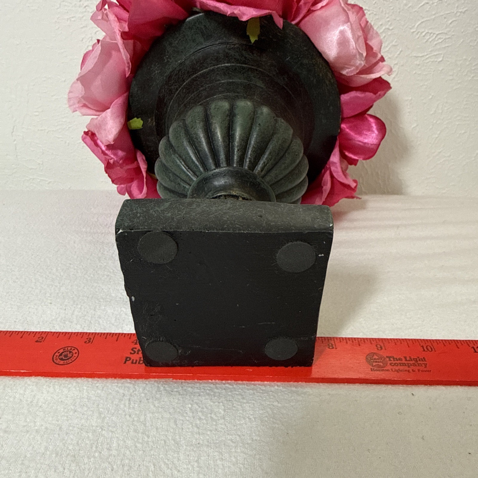 Faux Pink Rose In Urn