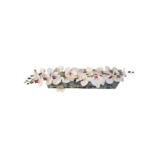 Floral Arrangement, Casa Moderna Glass Plate  W/ Faux White Orchids & Succulents