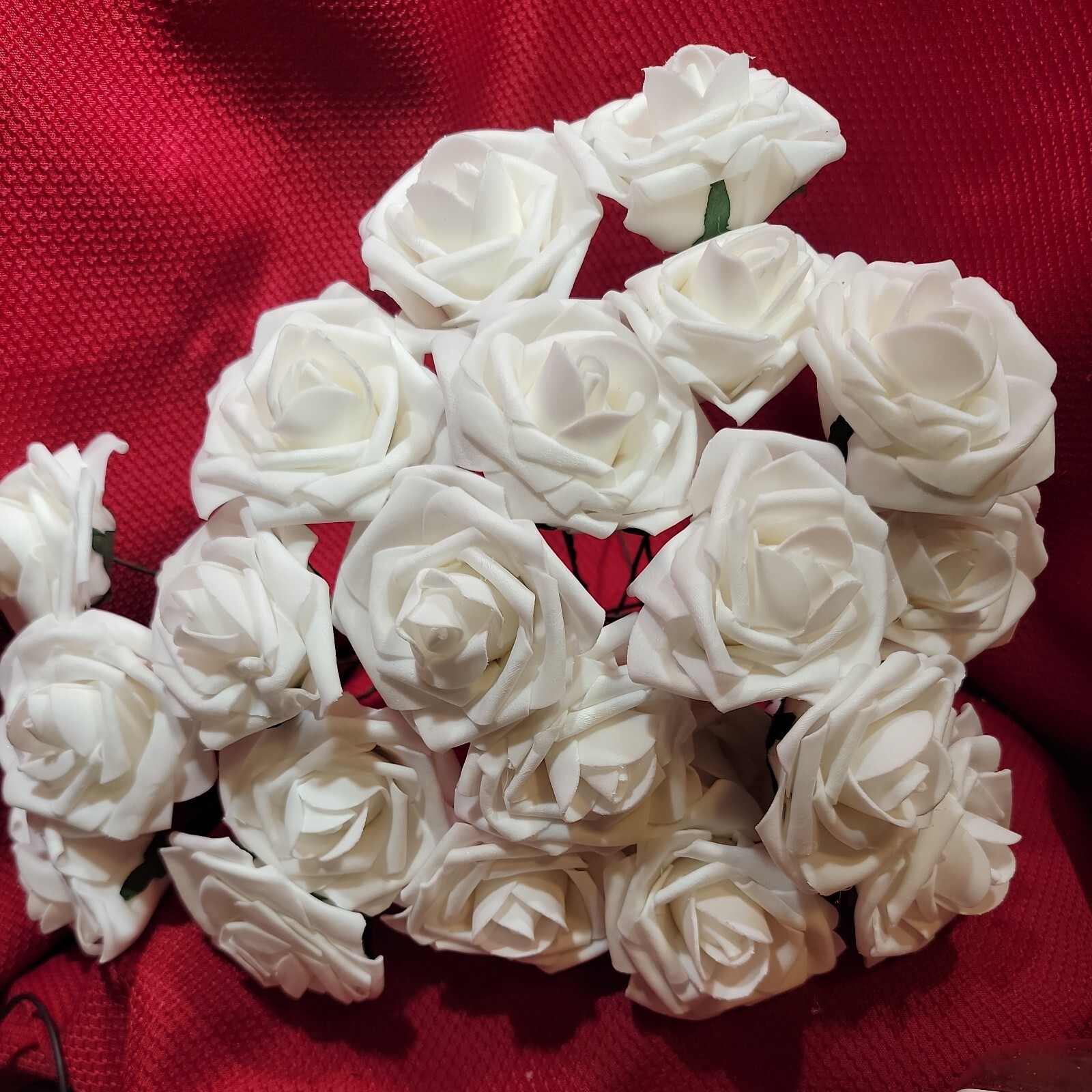20 white ROSE Flower FAUX FAKE FOAM ARTIFICIAL Wedding Banquet Anniversary Decor
