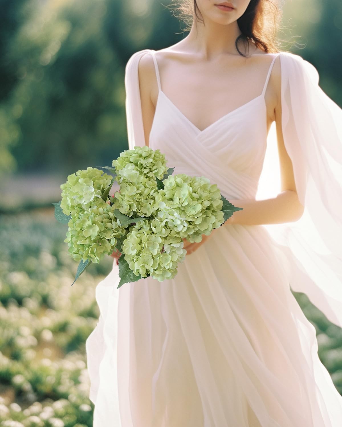 6PCS Premium Green Hydrangea Artificial Flowers Bouquets, Silk Hydrangea Flow…