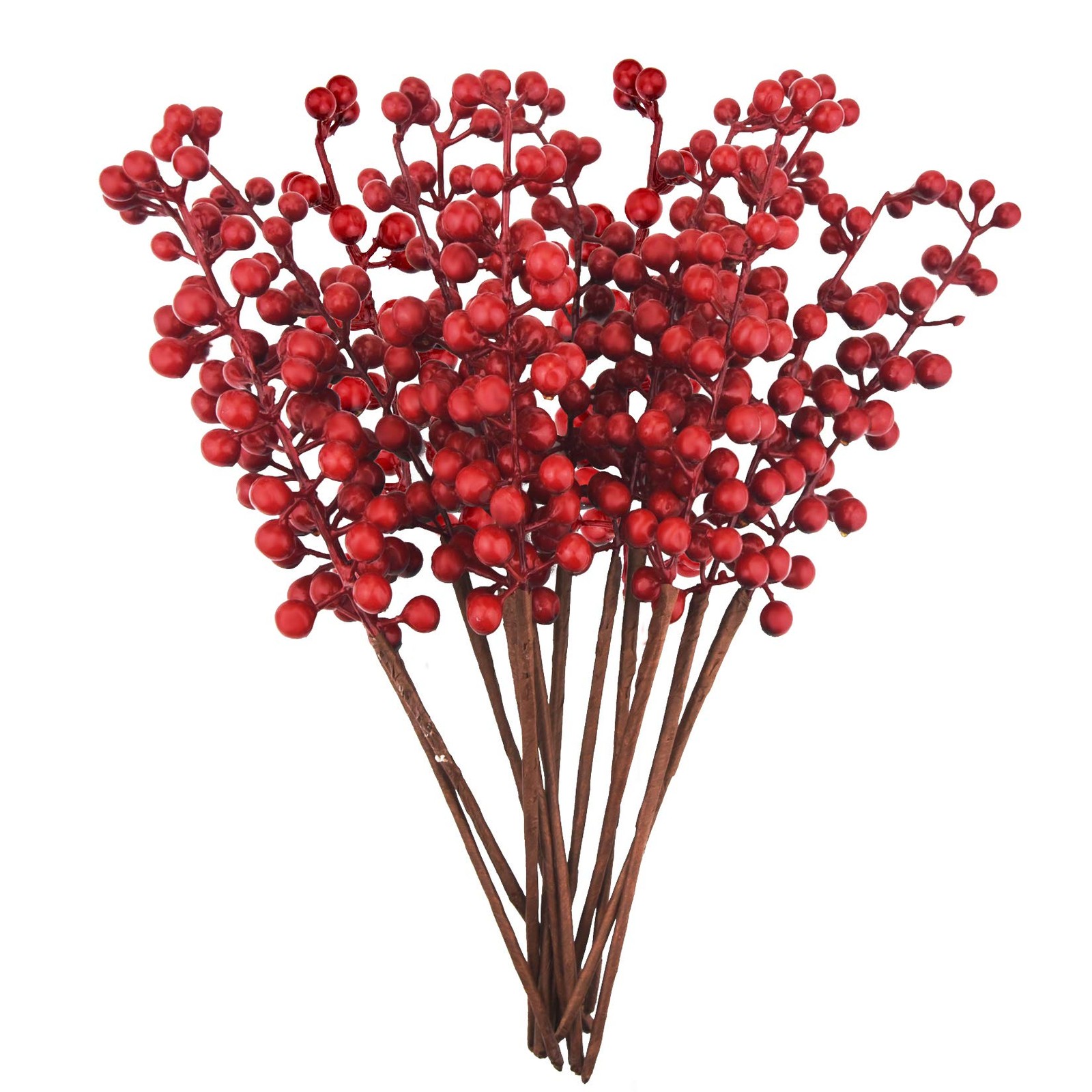 12 Pack Artificial Red Berry Stems Branches, Fake Burgundy Berry Picks Holly …
