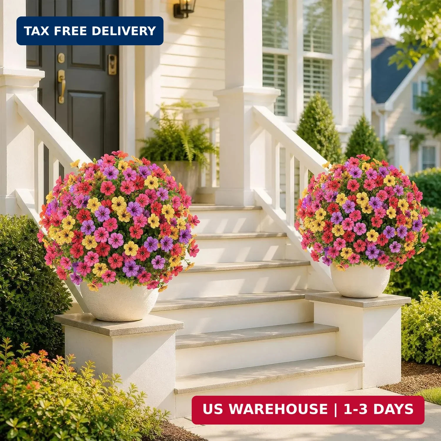 2Pcs 20 Artificial Topiary Ball Flowers for Outdoors Planters, Spring Decoratio