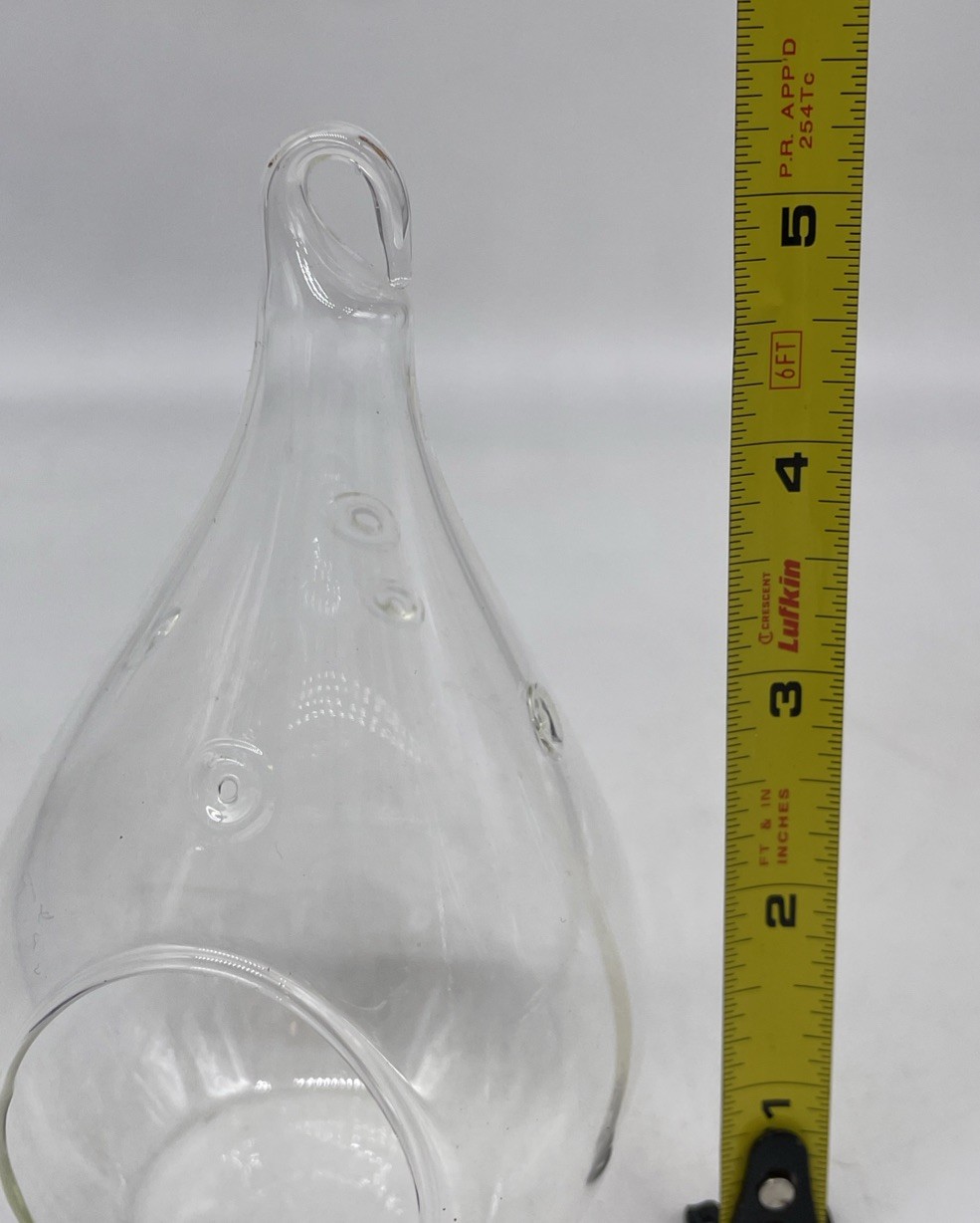 6 Blown Glass Teardrop Hanging Plant Terrarium 5” Clear EUC