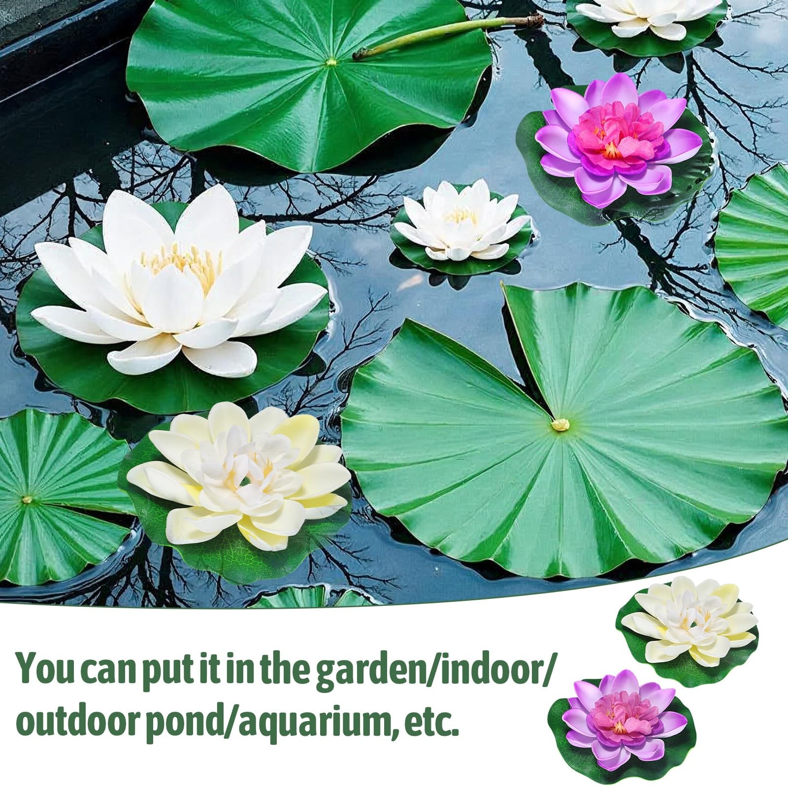 2PCS 10CM/3.94Inch Birdbath Fountain Accessory, Artificial Floating Foam Lotu…