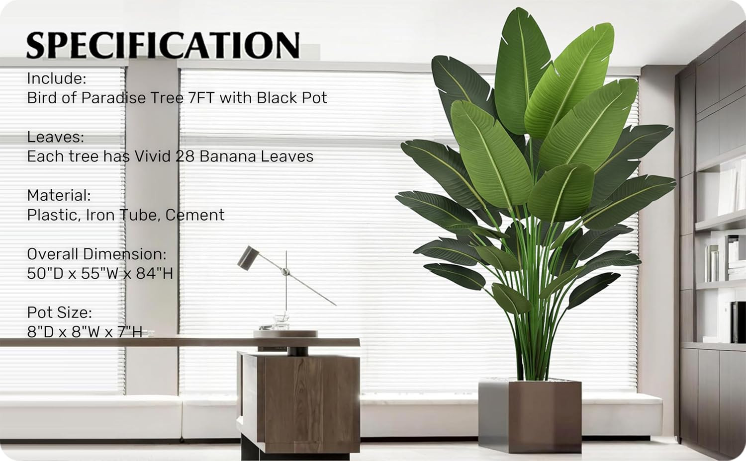 7FT Artificial Bird of Paradise Tree – Deluxe Faux Tropical Plant for Home Decor