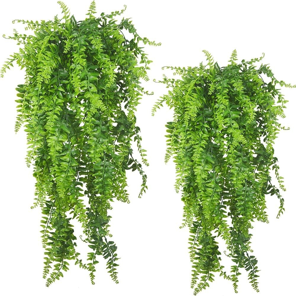 2pack Artificial Fake Hanging Ferns Plants Vine Fake Ivy Boston Fern Hanging …