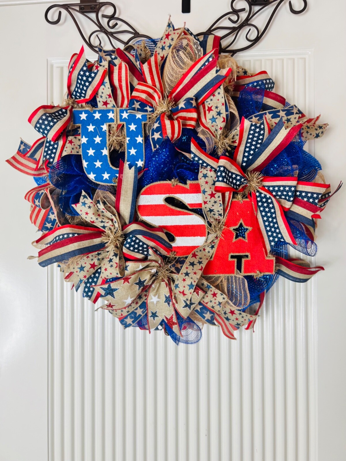 Patriotic Wreath, Flag Wreath, 4th of July Wreath, Red, White & Blue, USA