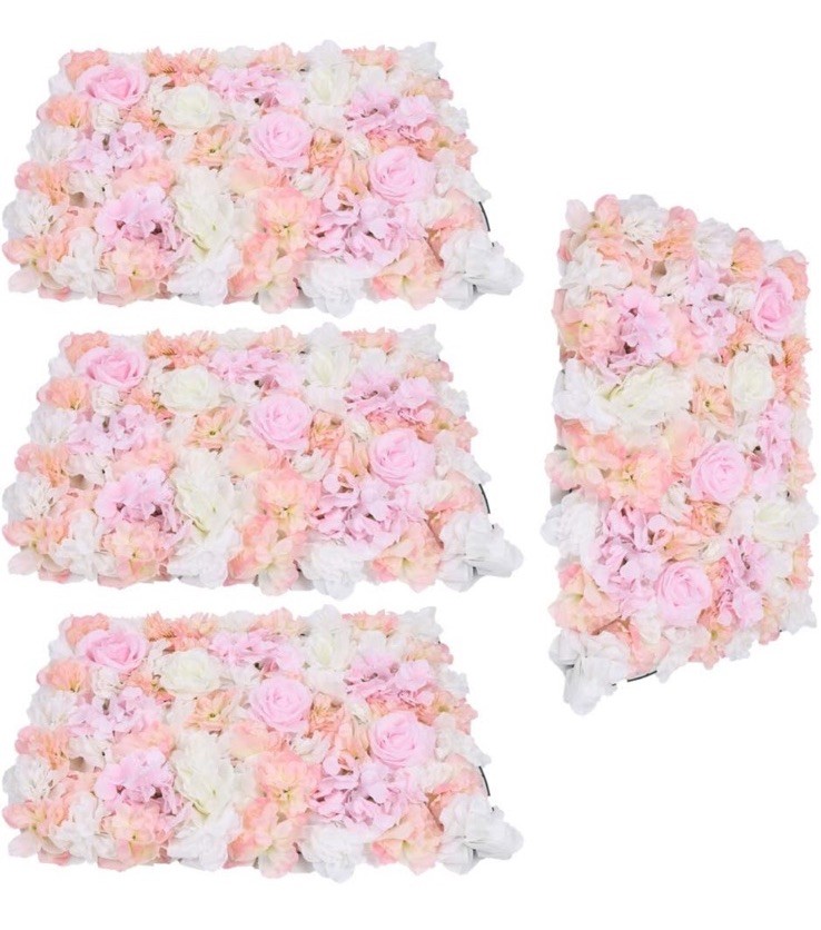 Flower Wall Panels 3D Light Pink Backdrop 24×16 Wedding Decor 6pc Set