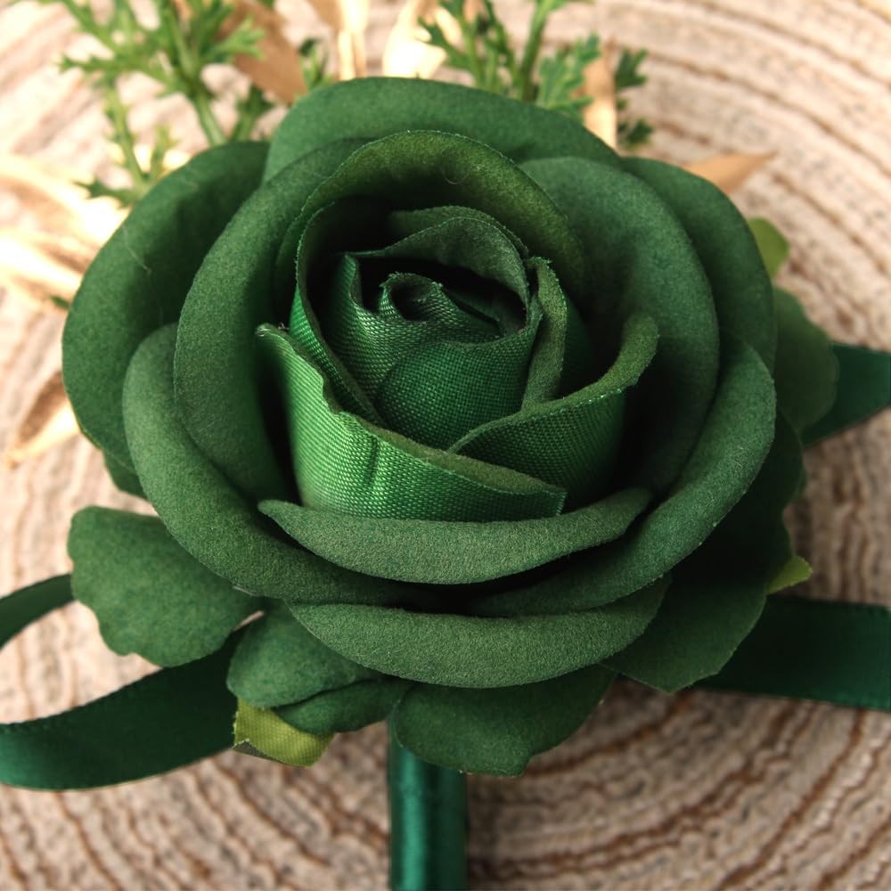 1 PCS Green Boutonniere Men Artificial Flower Wedding Prom Corsage Party
