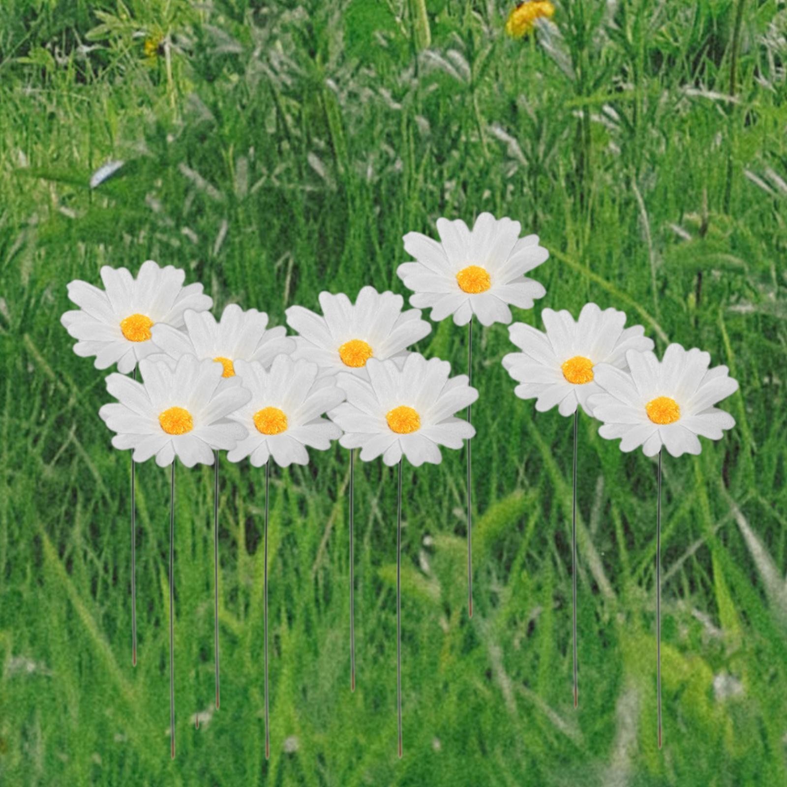 10Pcs Daisy Flower Stakes Plant Flower Stake Outdoor Decor Stake for Lawn