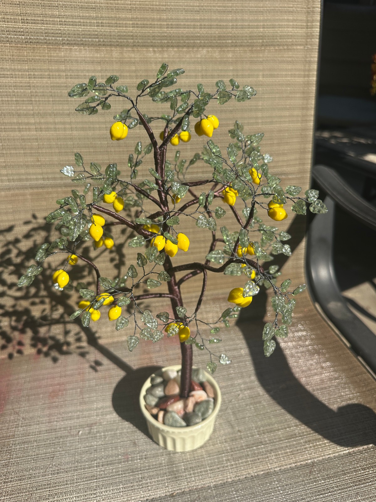 Handmade Happy Lemon Tree Sculpture with Czech Glass Beads
