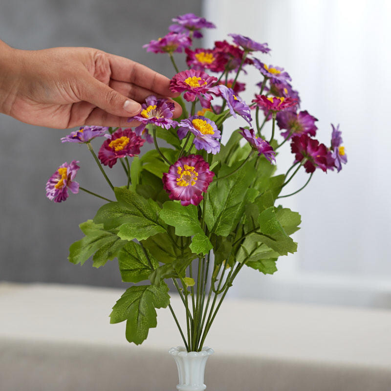 Set of 2 Purple Artificial Zinnia 18″ Floral Bushes