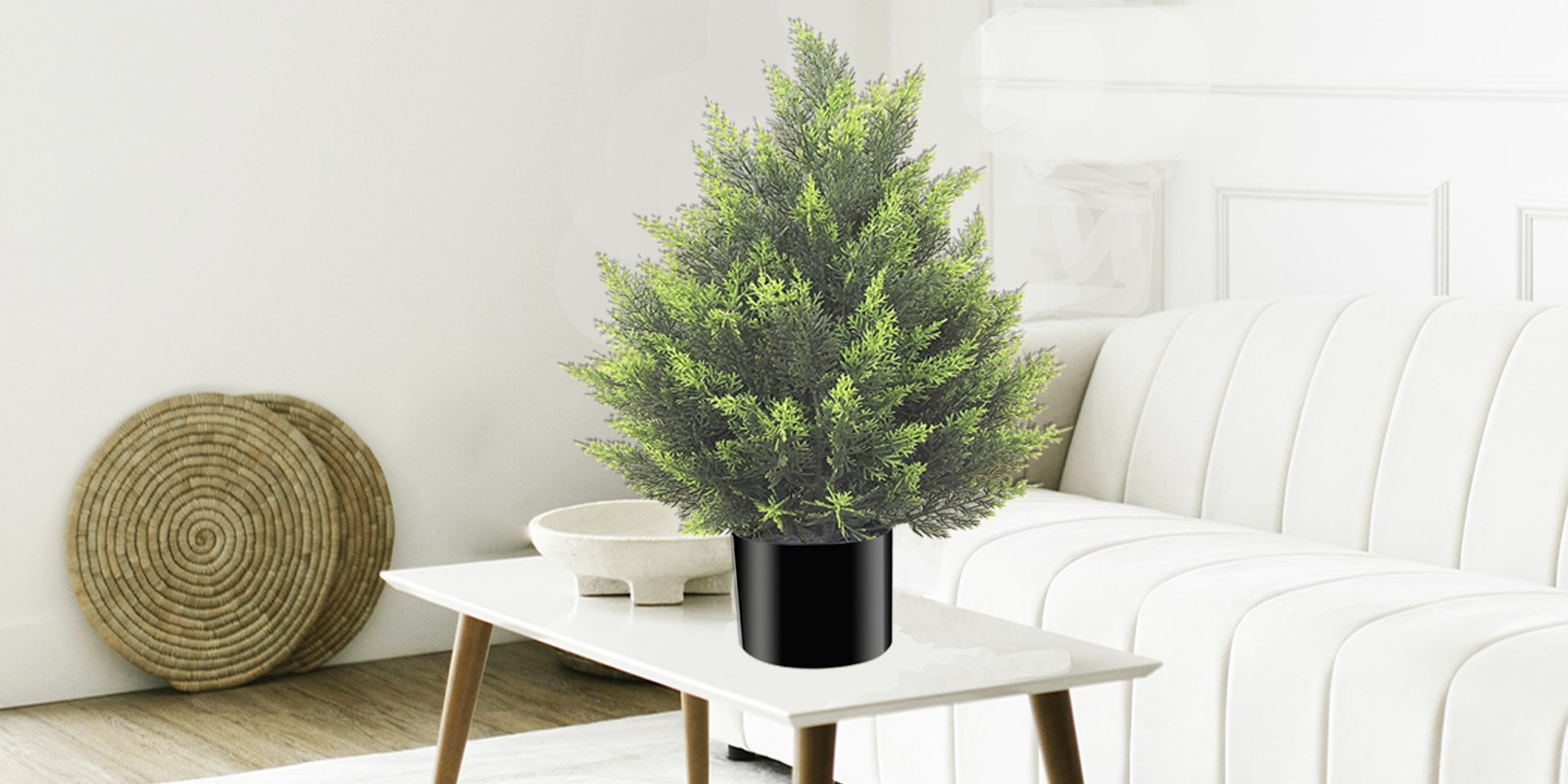 2 Pack 60 cm Artificial Cypress Tree Potted Shrub Indoor and Outdoor Yard Decor