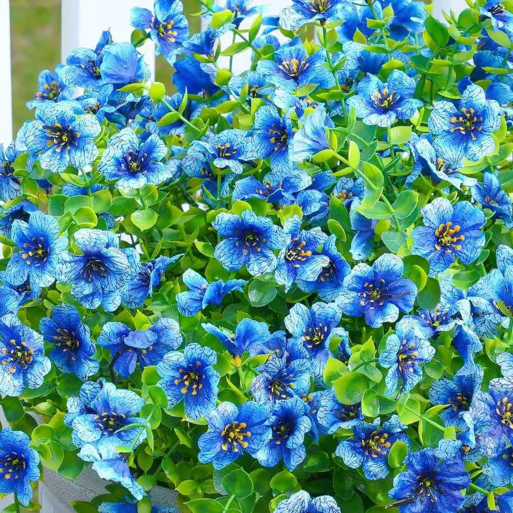 12 Bundles 13.8 In. Blue Artificial Faux Flowers Silk Daisy with Eucalyptus