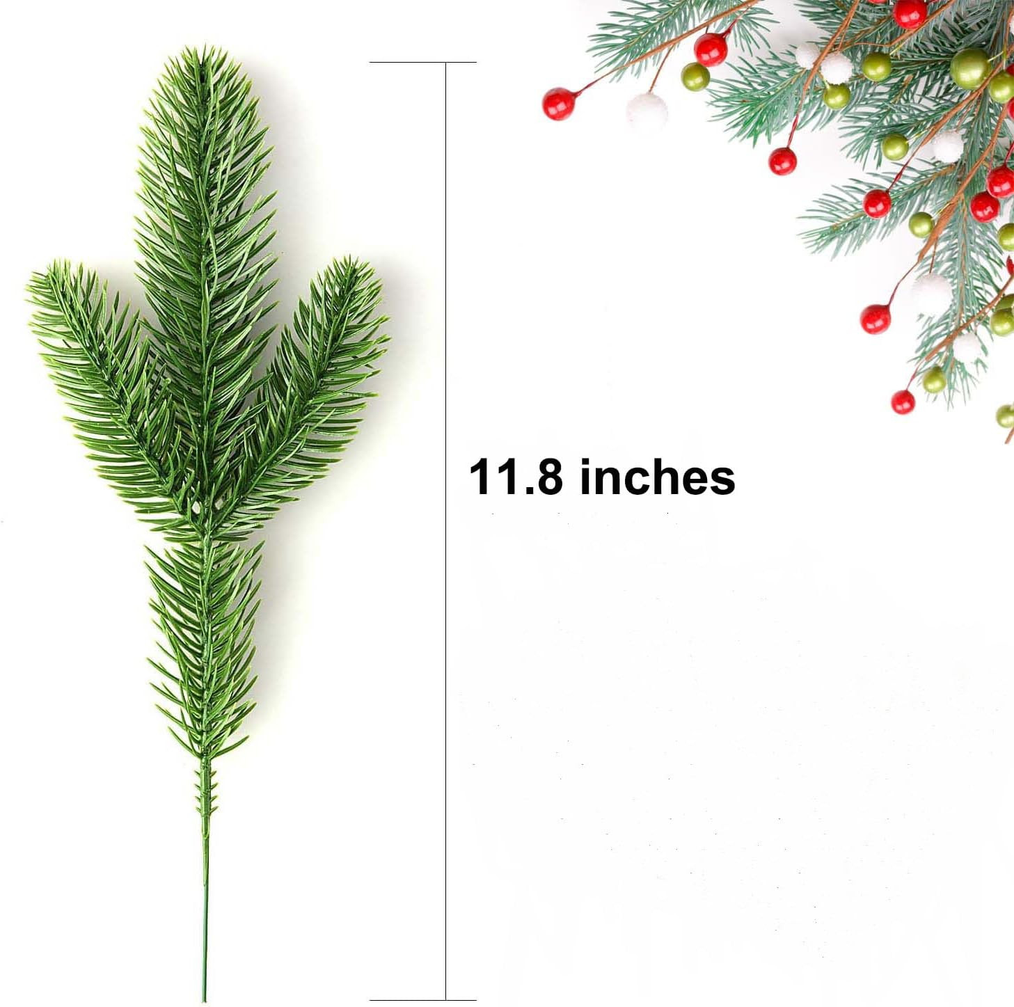 60 Pcs Artificial Pine Branches, Christmas Tree Filler Branches, Realistic Fa…