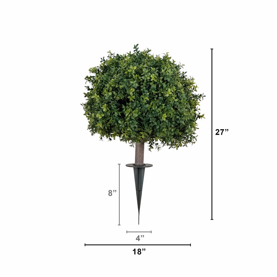 27” UV Artificial Boxwood Topiary with Integrated Ground Stake Indoor/Outdoor