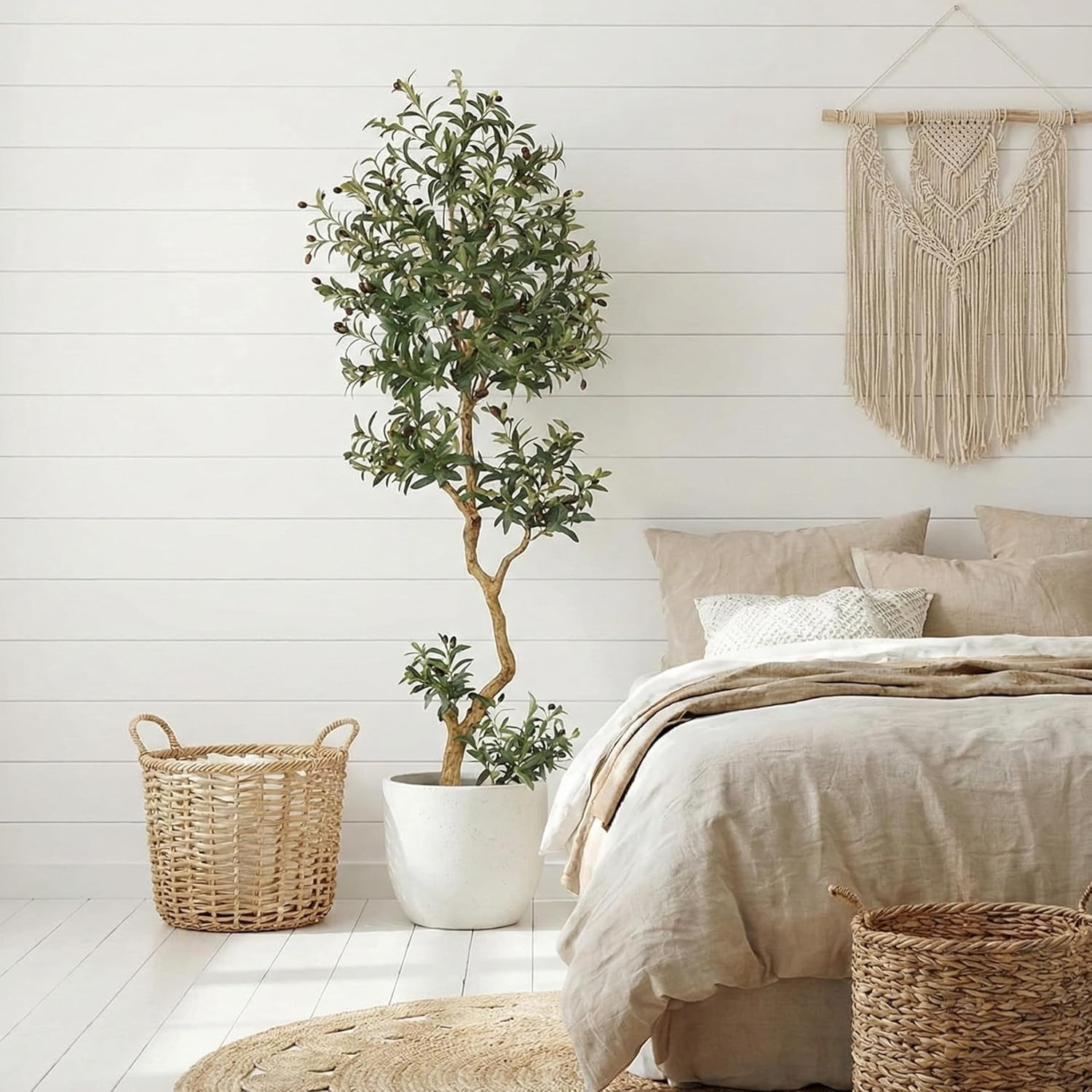 Fake Olive Tree 7.0 Feet – Artificial Plants Indoor, Faux Olive Tree, Fake Tree
