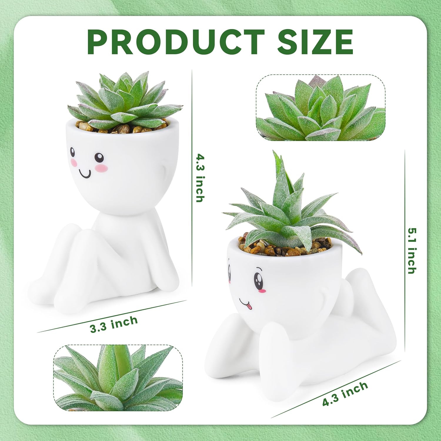 2 Pack Fake Plants Succulents Plants Artificial for Living Room Home Bathroom Of
