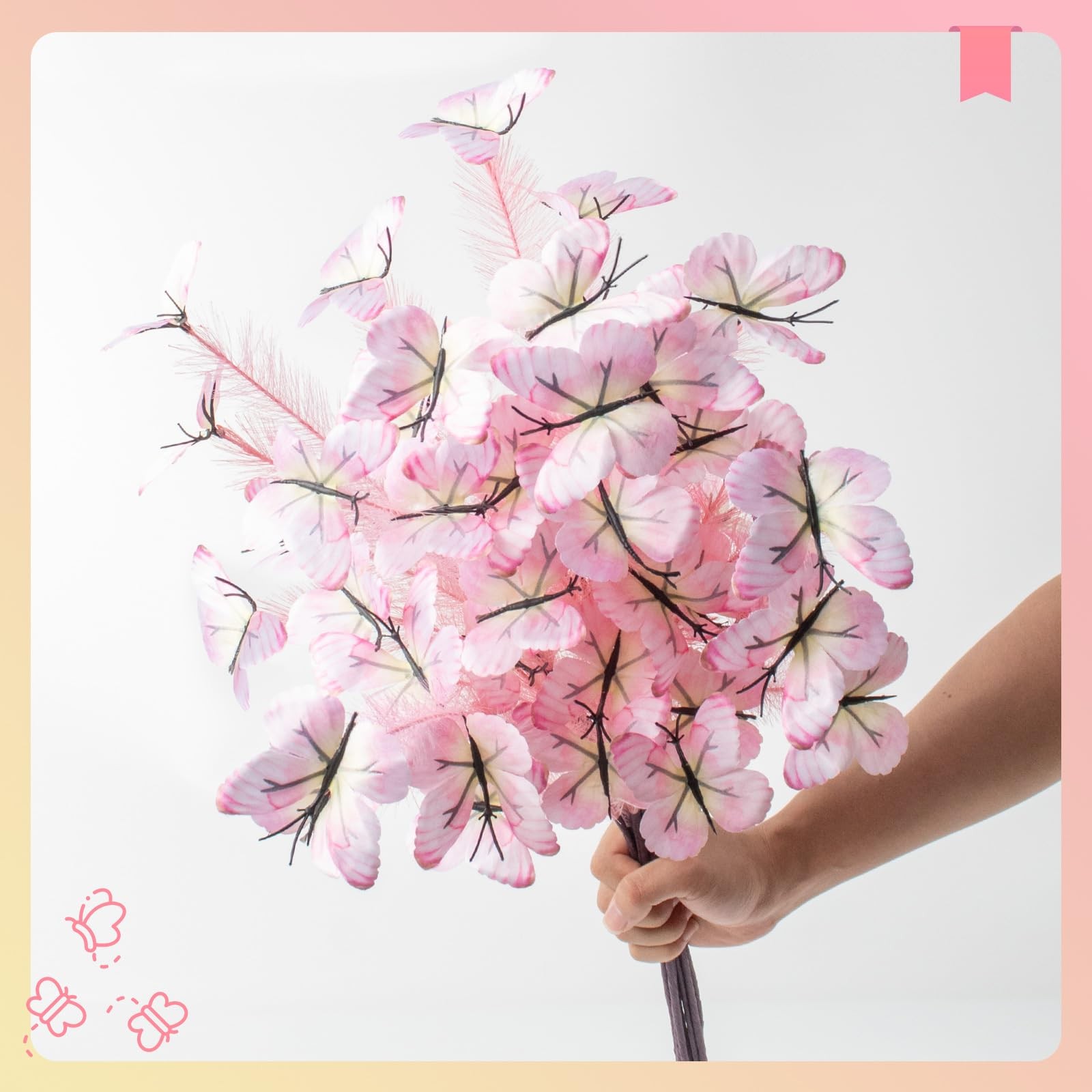 26″-10 Stems Pink Pampas Grass Decor, Artificial Pampas Grass with Butterfly …