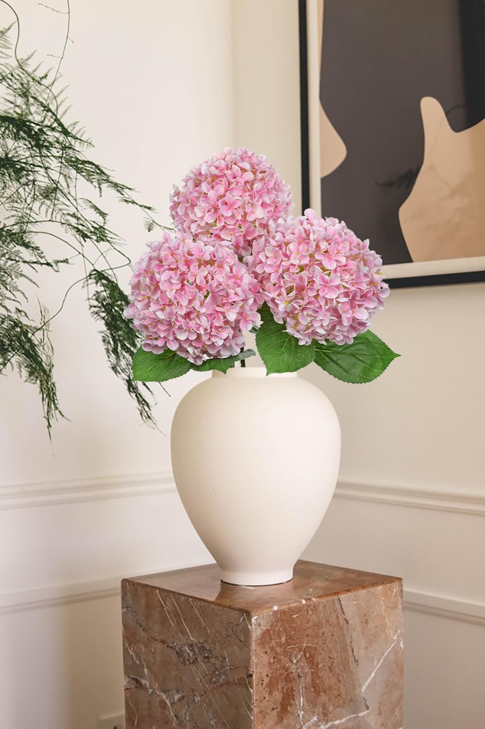 26″ Artificial Hydrangea Flower with 6.6″ Large Bloom, Realistic Gradient Sil…