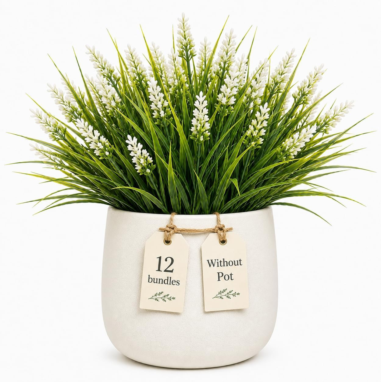 Artificial Monkey Grass with Flowers – UV Resistant Artificial Outdoor Plants, F