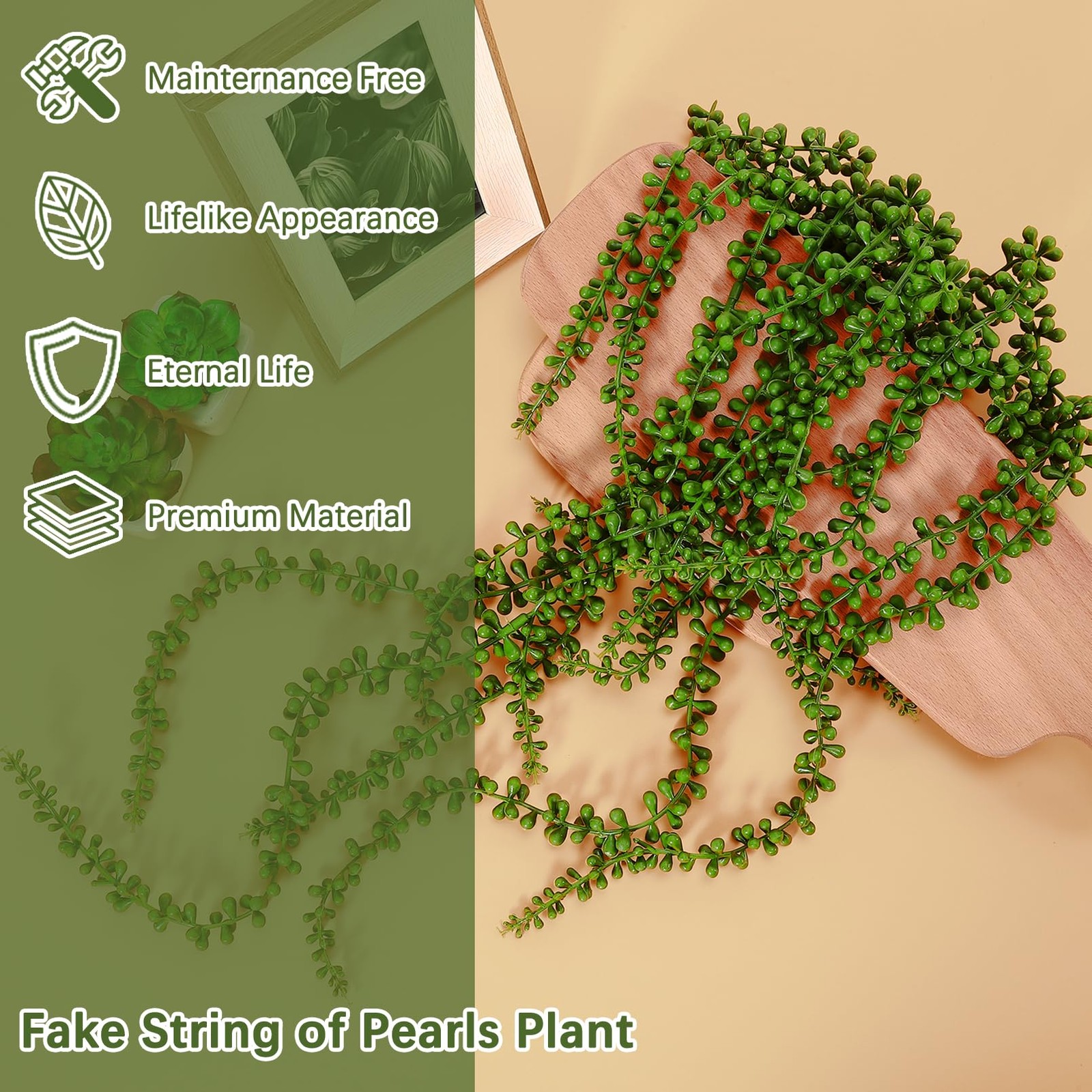 6 Pcs String of Pearls Plant Artificial Hanging Succulents Plants,Fake String…