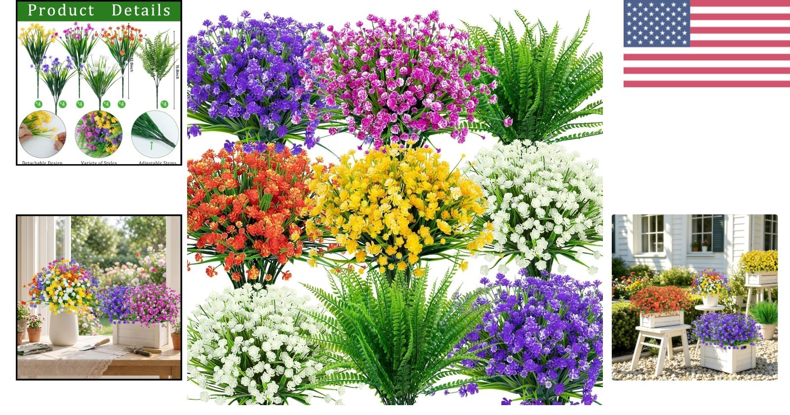 MAINTENANCE FREE Artificial Flowers for Outdoors – UV Resistant – 12 pa…