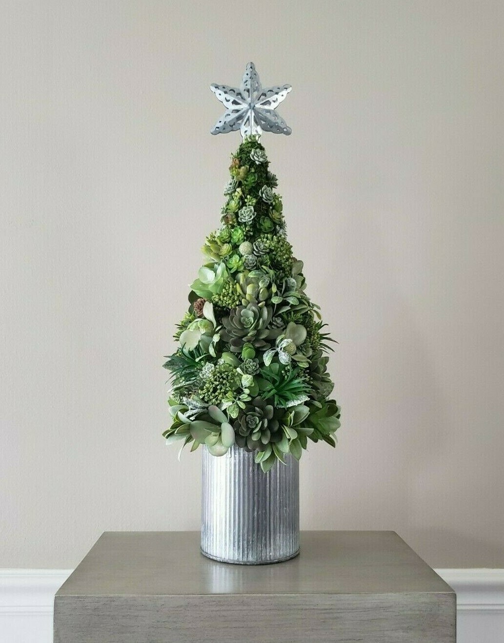 Christmas Rustic Faux Succulent Mini Tree 23″, Farmhouse Christmas Decor