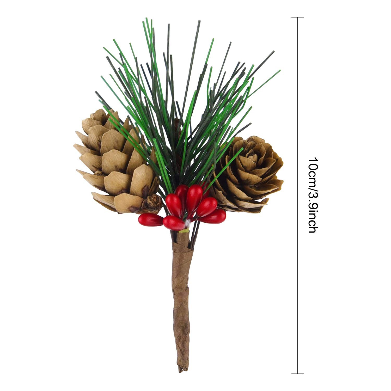 15 Pcs Artificial Pine Cone Picks and Red Berry Mini Artificial Pine Tree for…