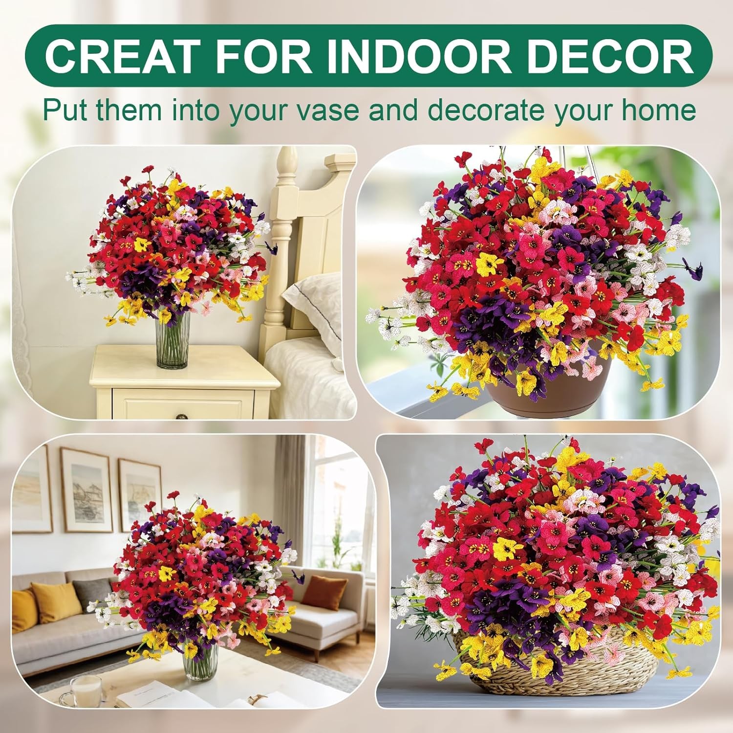 Flowers Plants Realistic Plastic Silk Bulk Fake Arrangements for Garden