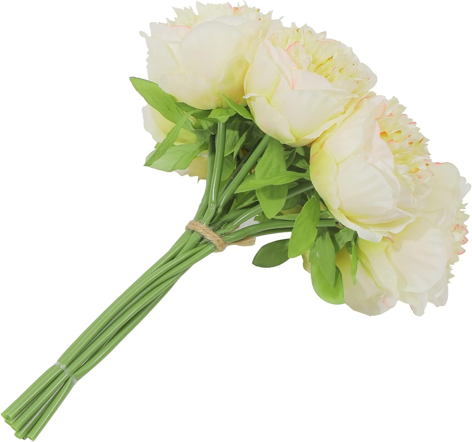 2 bunches of 10 artificial peony silk flowers Party Decoration (milky white)