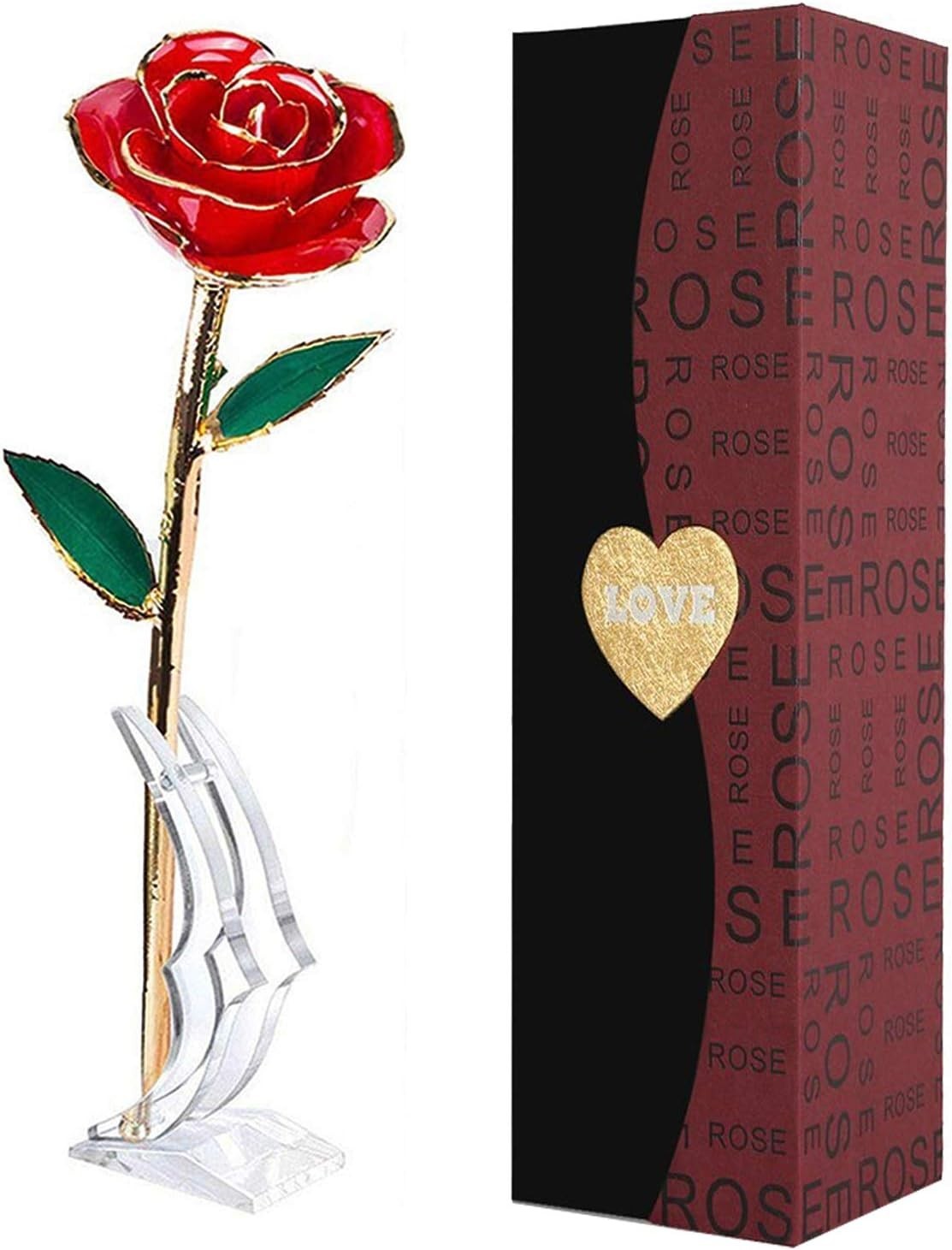 Unique 24K Gold Rose Gift Set with Transparent Stand – For All Occasions