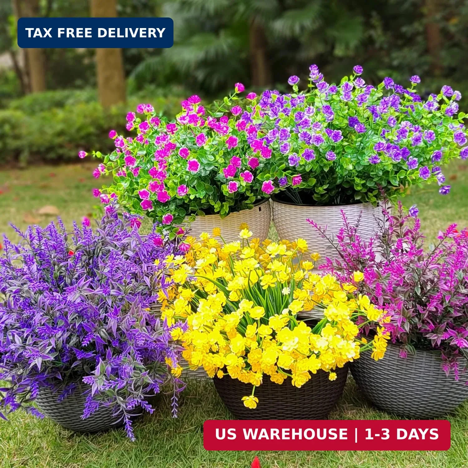 Grunyia 20 Bundles Artificial Flowers Outdoor UV Resistant No Fade Fake Plants F