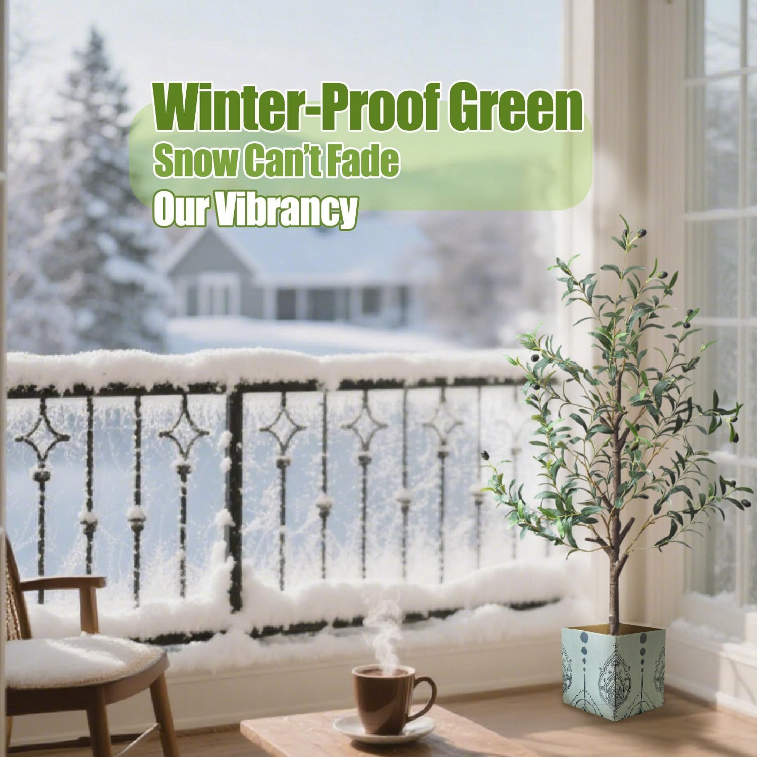 4 FT Artificial Olive Tree with Realistic Green Foliage and Natural Look Indoor