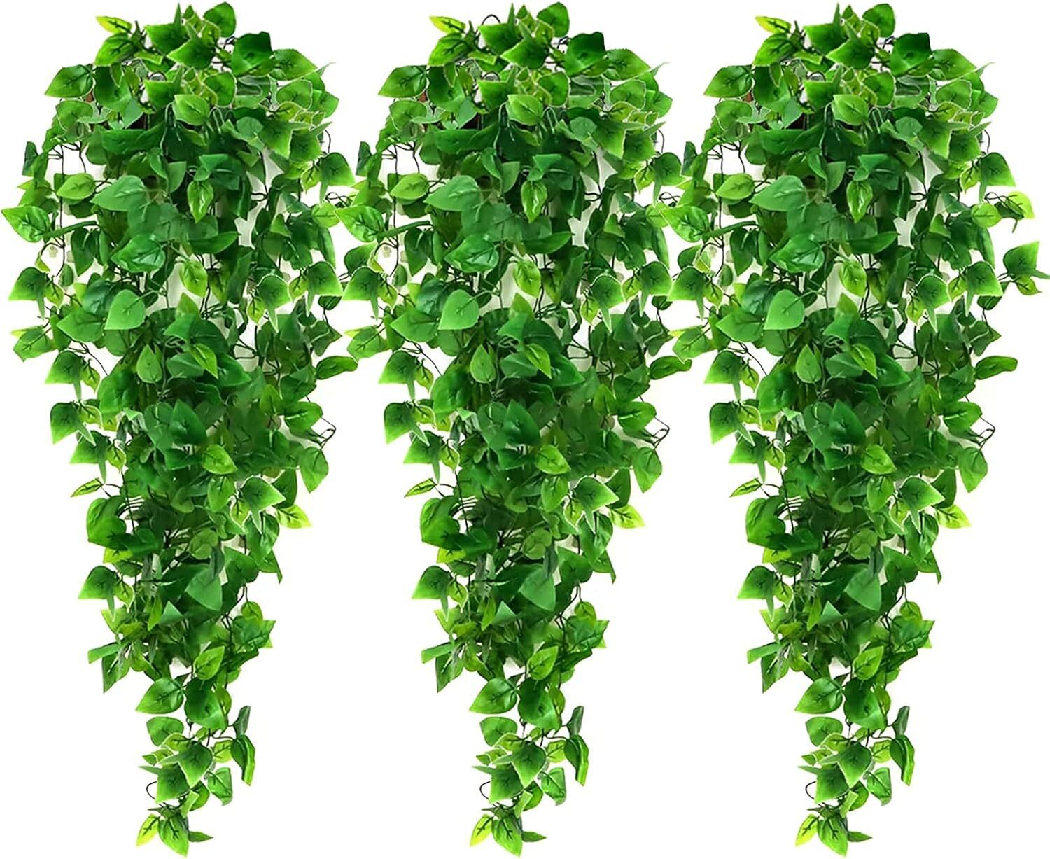 3Pcs Artificial Hanging Plants Fake Fern Trailing Foliage Flower Leaf Home Decor