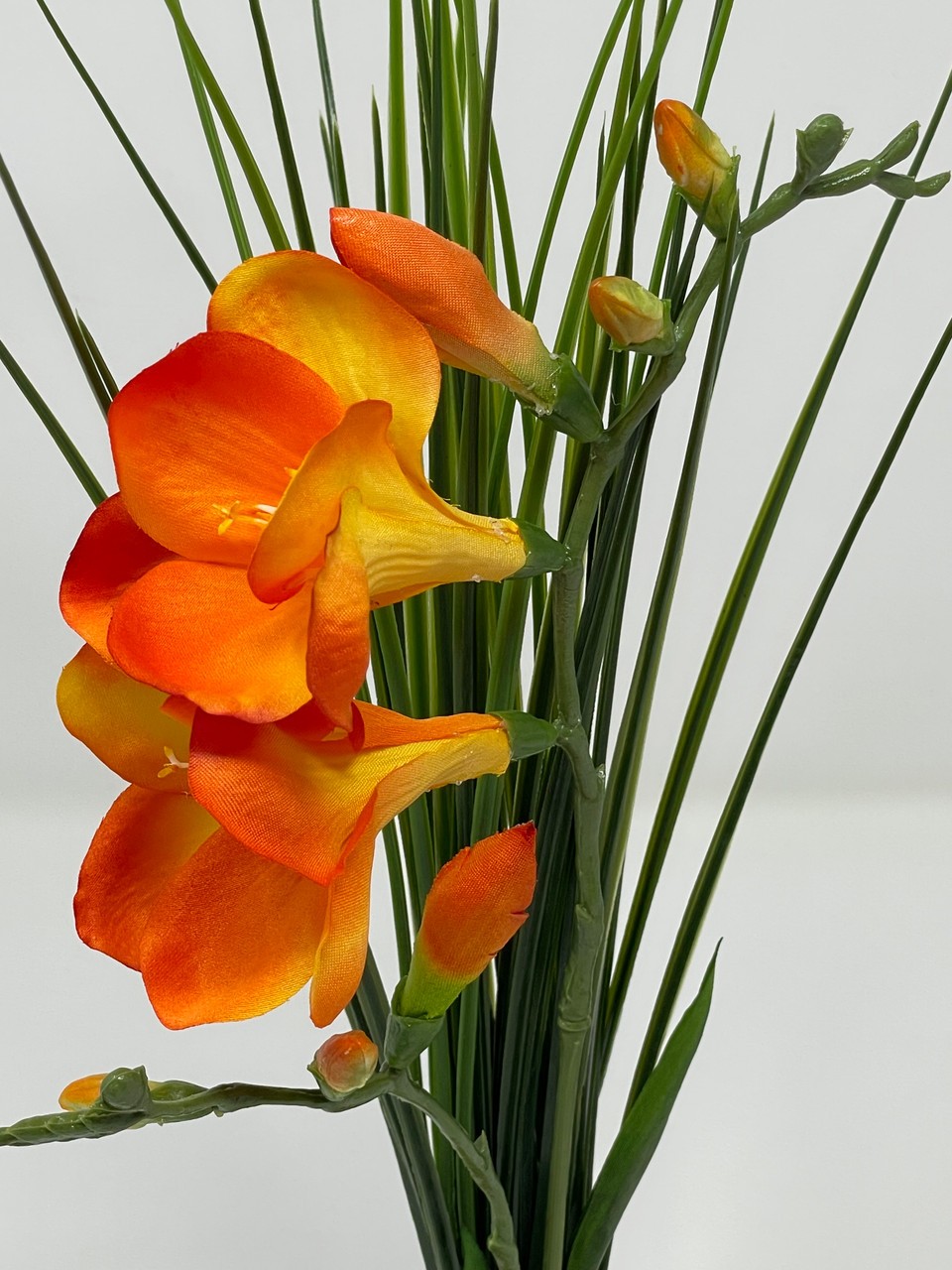 Dry Habitat Only 13″ ORANGE FREESIA flower & Spike Weed combo Silk & plastic pla