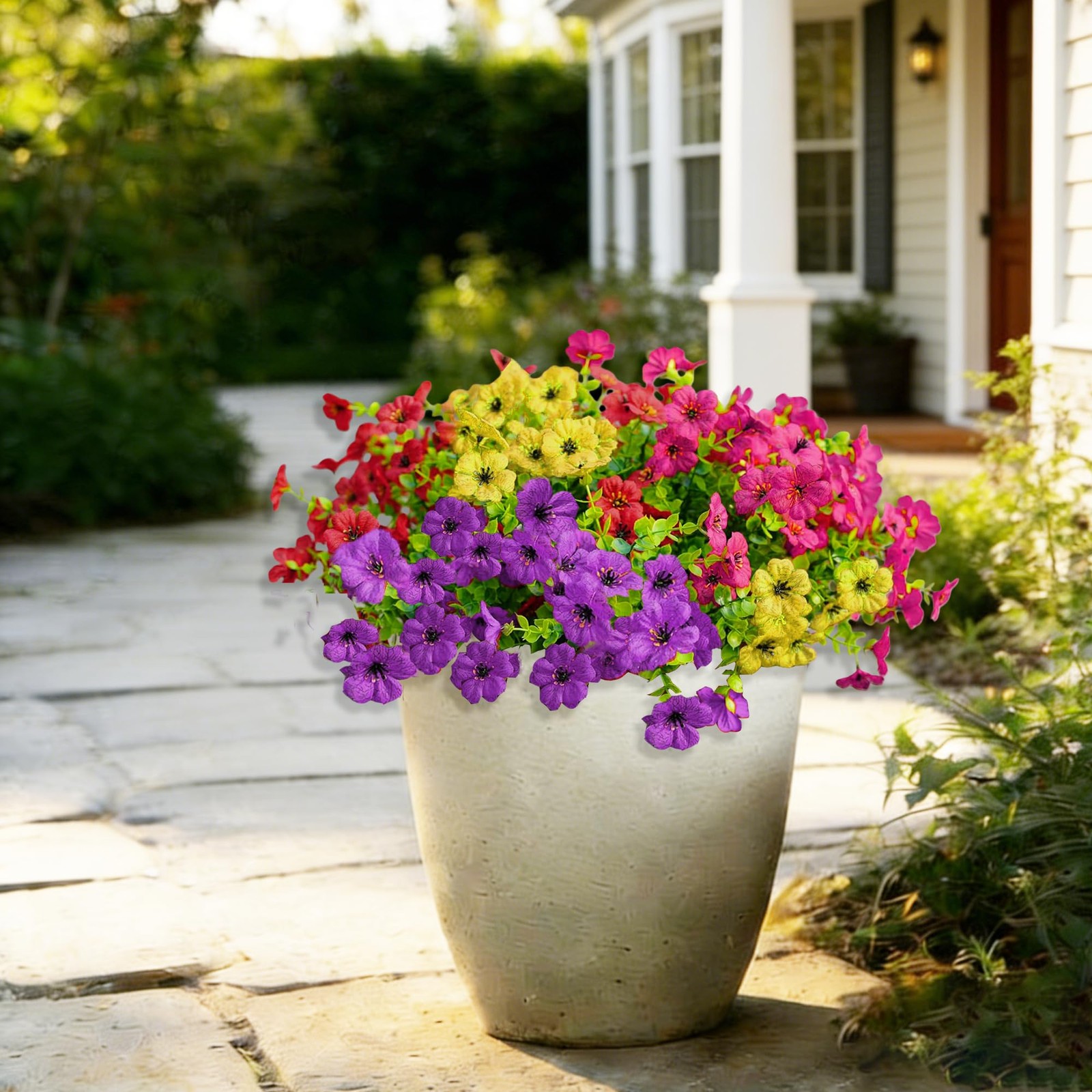 10 Bundles Spring Artificial Flowers for Outdoor,UV Resistant Fade Proof Outd…