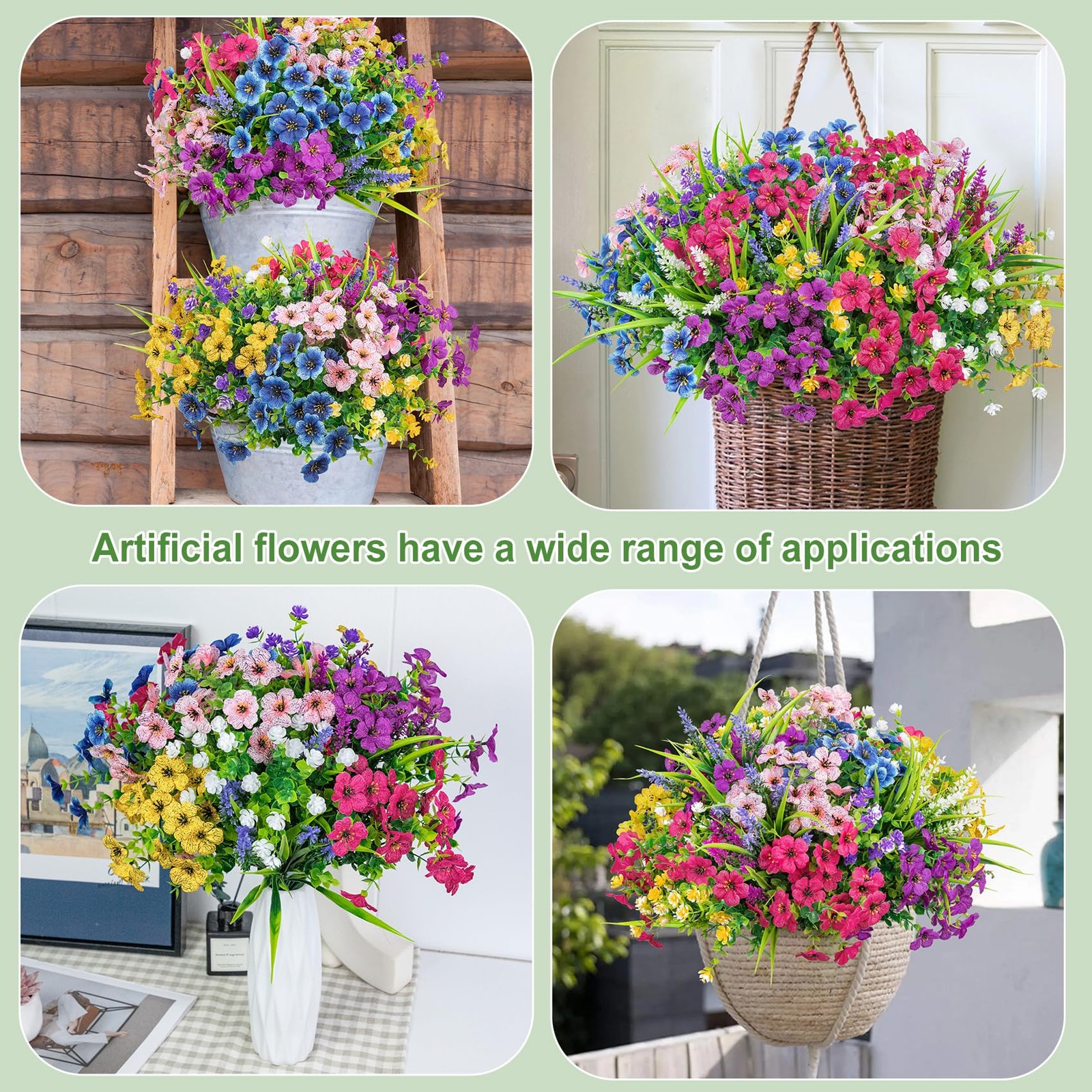 24 Bundles Artificial Flowers for Outdoors Multicolor Fake Flowers Plastic Pl…