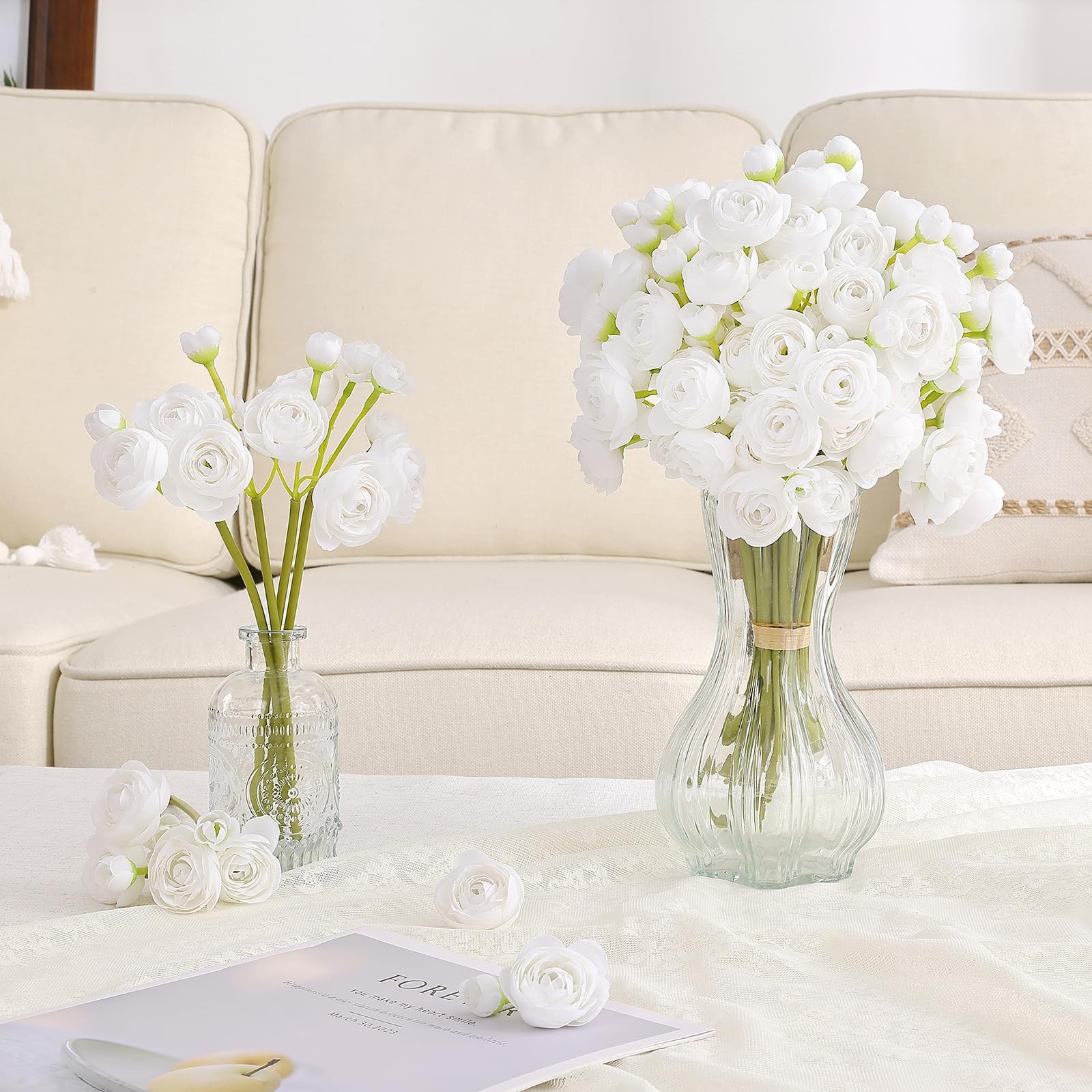 Ranunculus Artificial Flower Faux Silk Floral Bouquet Wedding Home Decor Stem