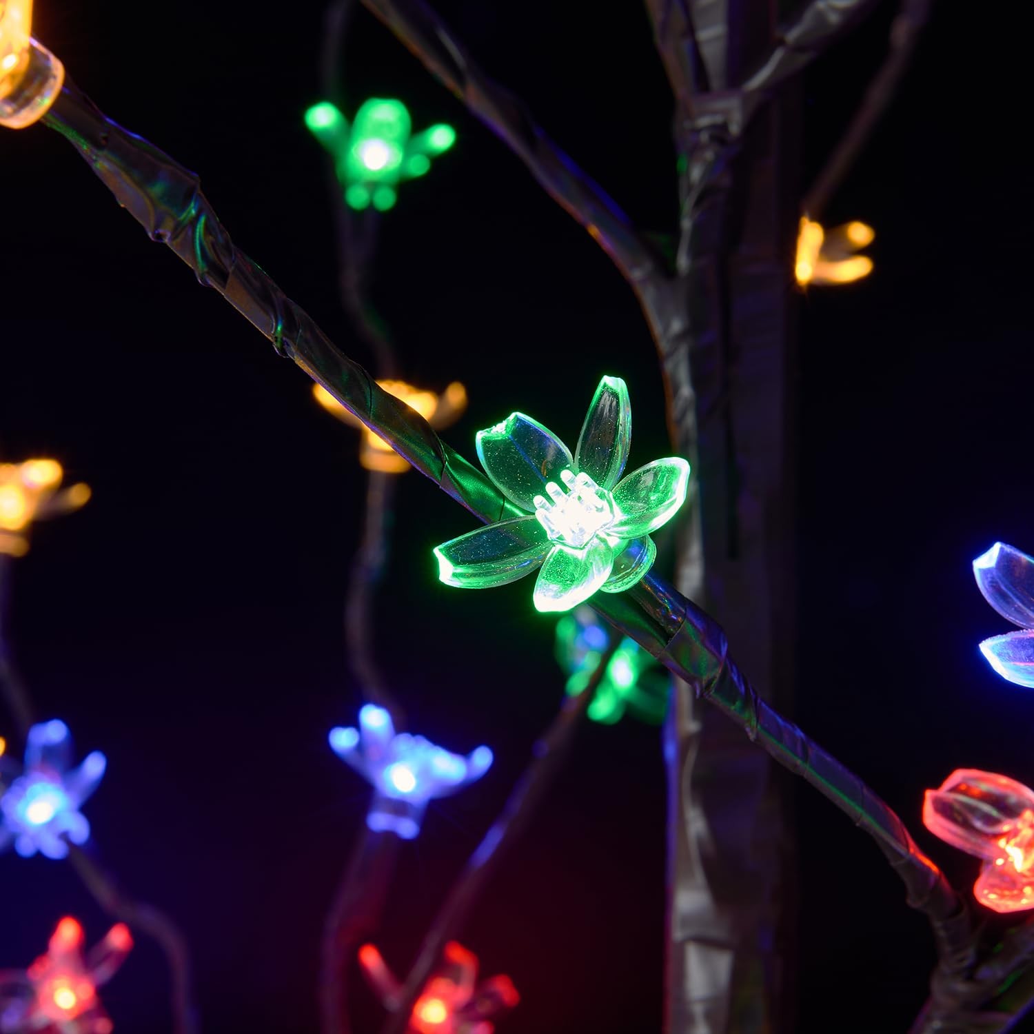 Lighted Cherry Blossom Tree, 4FT, 5FT and 6FT, Pack of 3, Warm White to Multi…