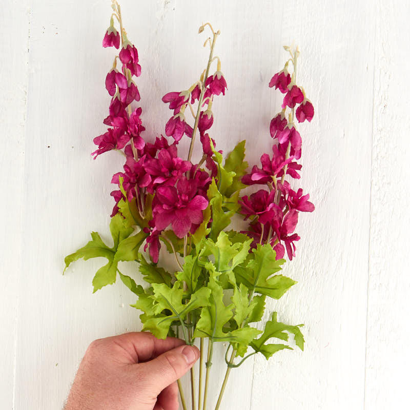Set of 2 Beautiful 24″ Artificial Fuchsia Delphinium Floral Bushes