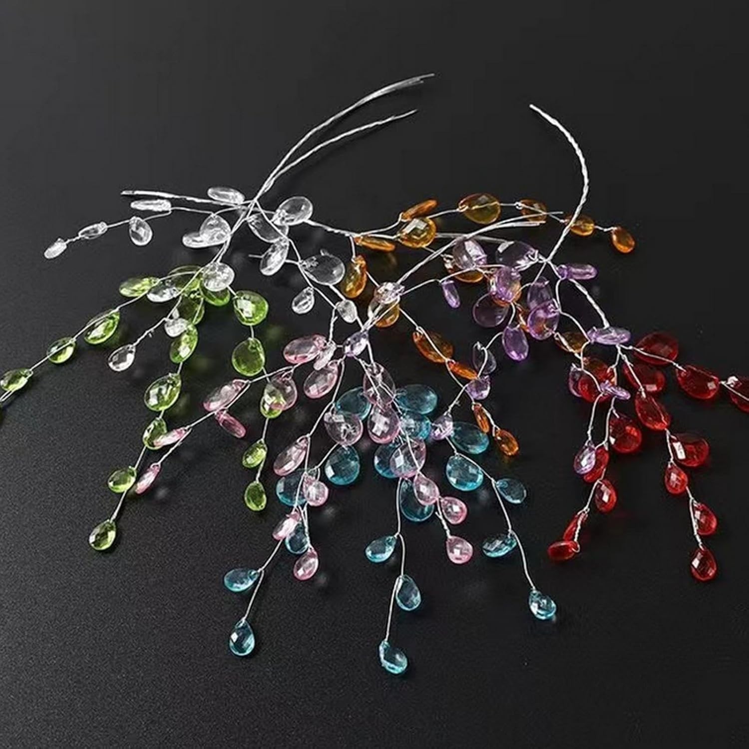 30 PCS Black Water Drops Artificial Acrylic Flower Pick Branches Plant Decor