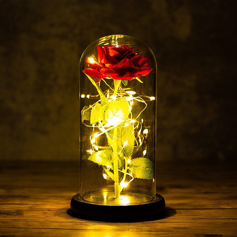 Eternal Rose in Glass Dome LED Light – Valentine’s Day Gift for Her, Anniversary