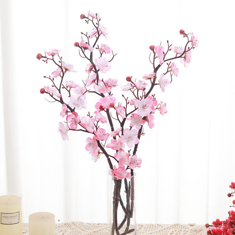 60cm Long Artificial Plum Flower Silk Petals Spring Winter Home Garden Decor NEW